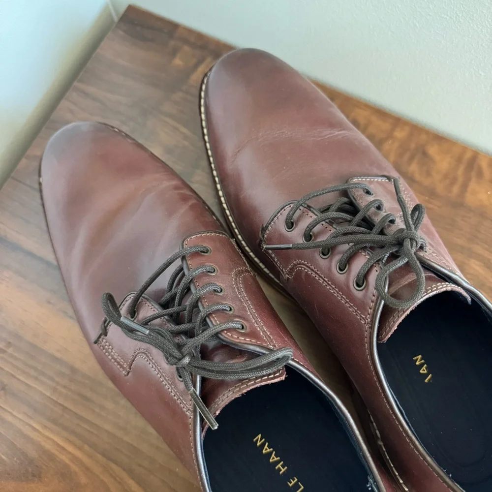 12 Men’s Oxford Cole Haan Brown Tan Leather Lace Up Dress Shoes Formal Academia